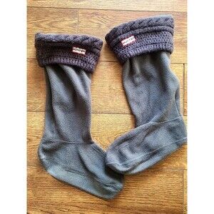 Hunter Original Tall Fleece Boot Socks Purple Knit Cuff M/L